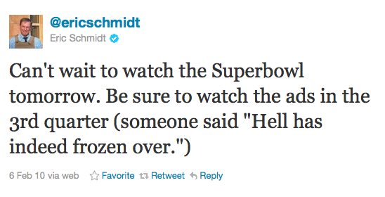 Eric Schmidt hell frozen over