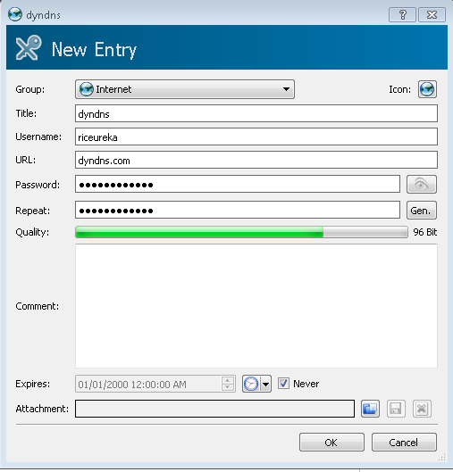 New KeePassX entry window