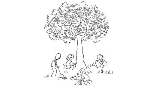 A sketch of people under a tree