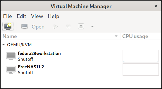 Virtual Machine Manager's main screen