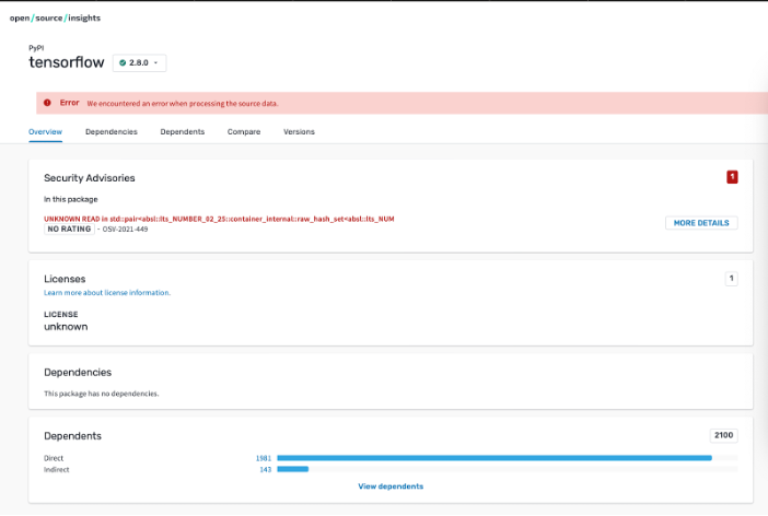 Sample security advisory for a dependency