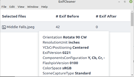 image metadata viewed in exif cleaner