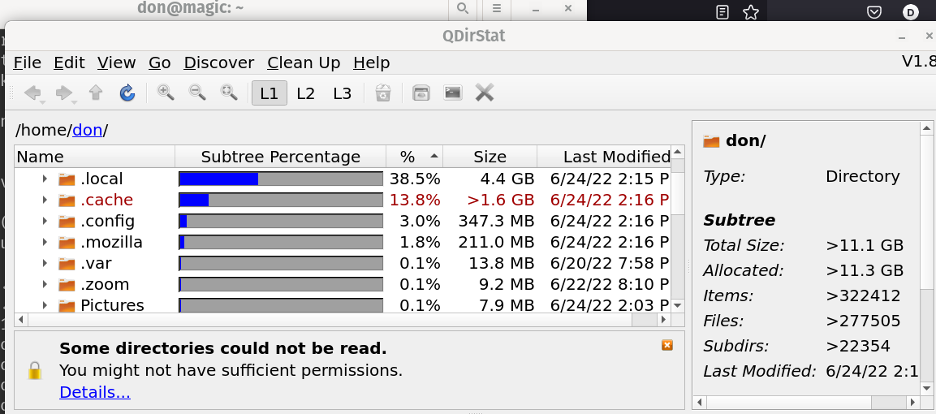 QDirState disk usage
