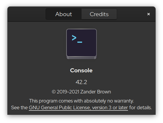 Image about the Gnome Console
