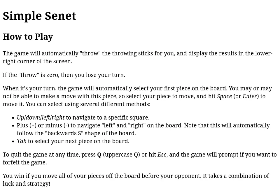 The extra formatting makes these gameplay instructions easier to read.