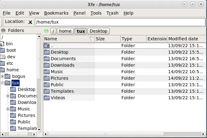 Image of the XFE file manager.