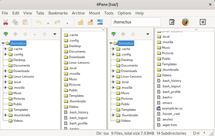 The 4Pane file manager is a fast multi-pane application for managing files.