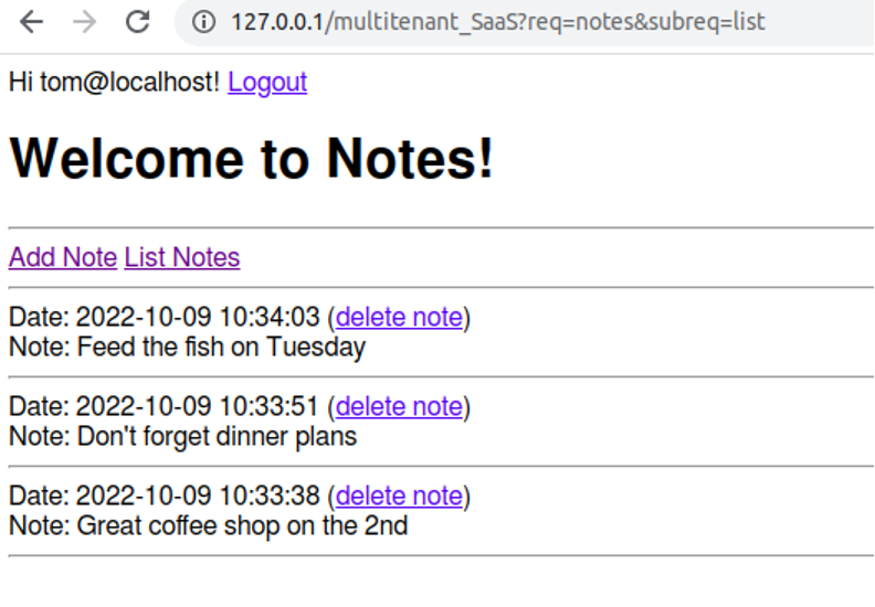 User lists notes