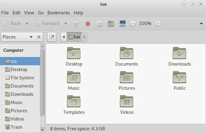 Image of the ​Caja file manager.