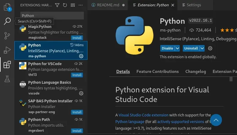 VS Code and Codium have an extension manager that opens in the left column, allowing you to install add-on modules.