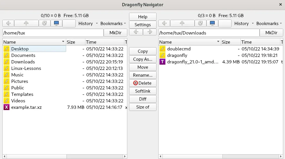 Dragonfly Navigator is a two-panel file manager