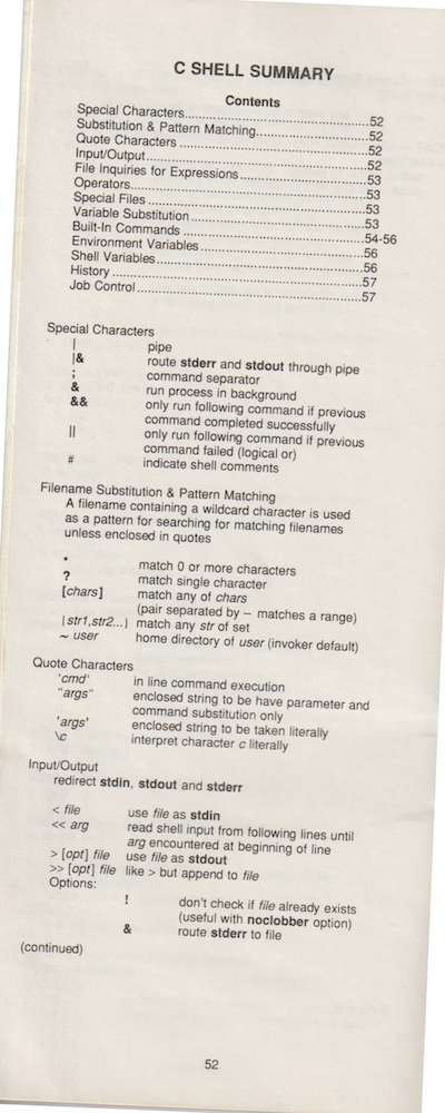 A page of text, including a table of contents and a glossary, that is crooked and distorted