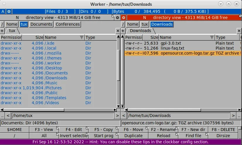 Image of the download directory in Worker.