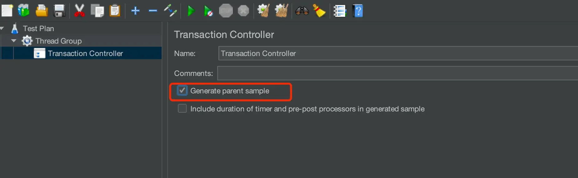 Generate parent sample option is enabled.