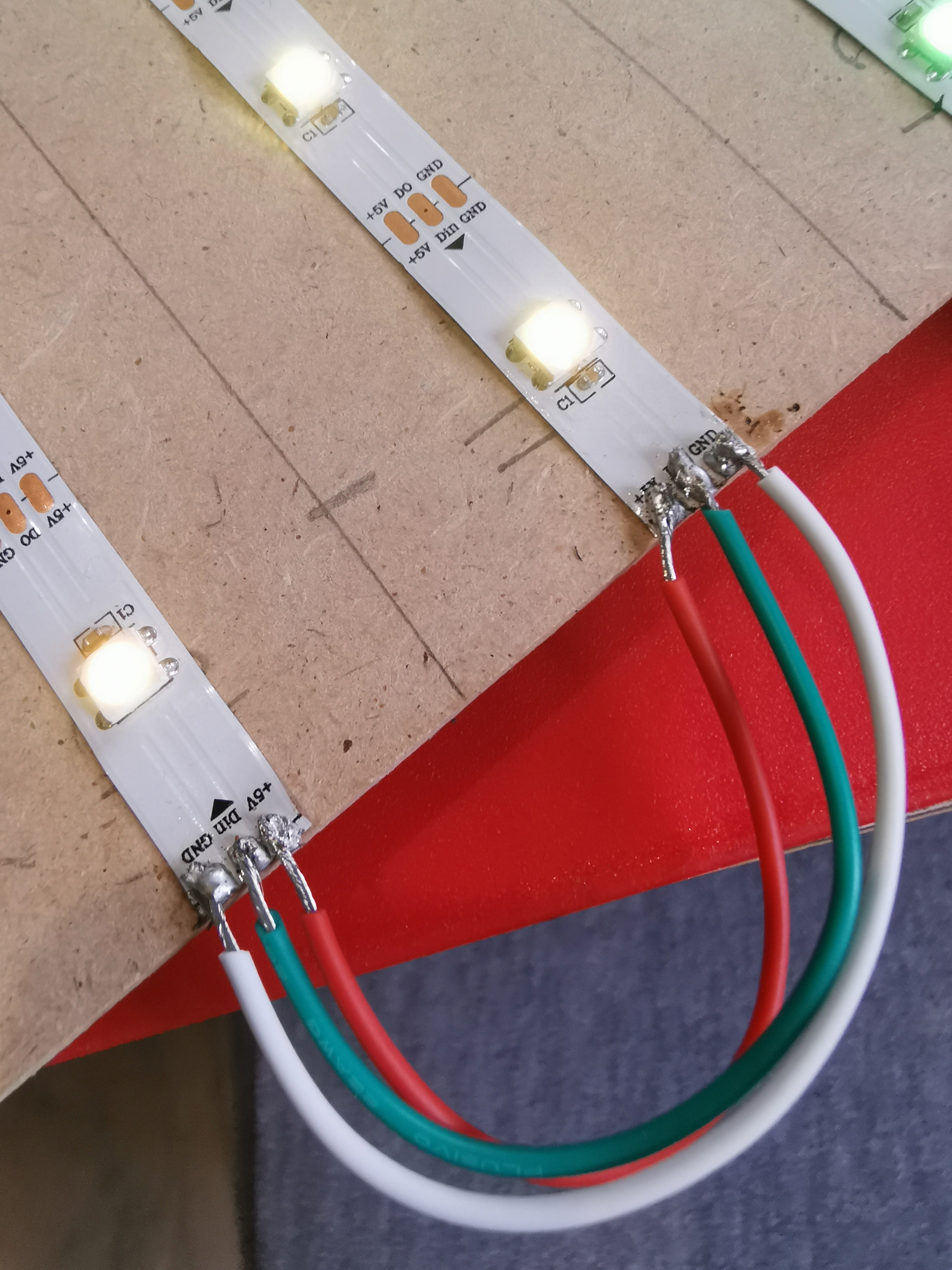 Connect each light strip at the end of each line.