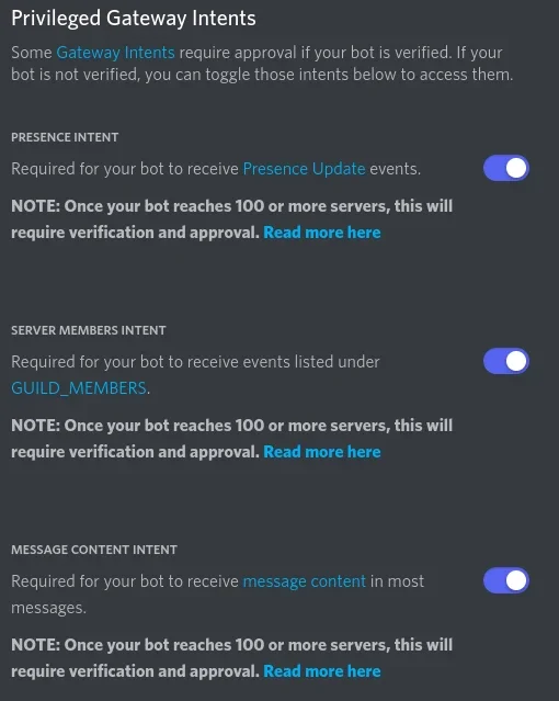 What are Discord Privileged Intents and how do I enable them