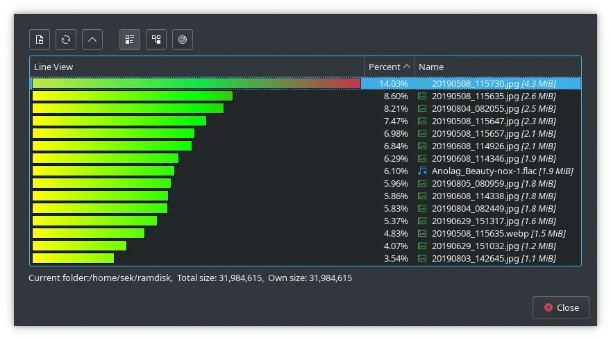 Krusader features a disk usage monitor.
