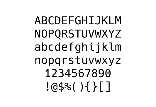 Display of font A-Z and the numbers