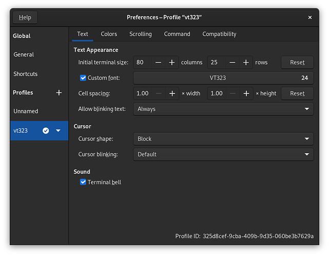preference profile screen - text appearance 