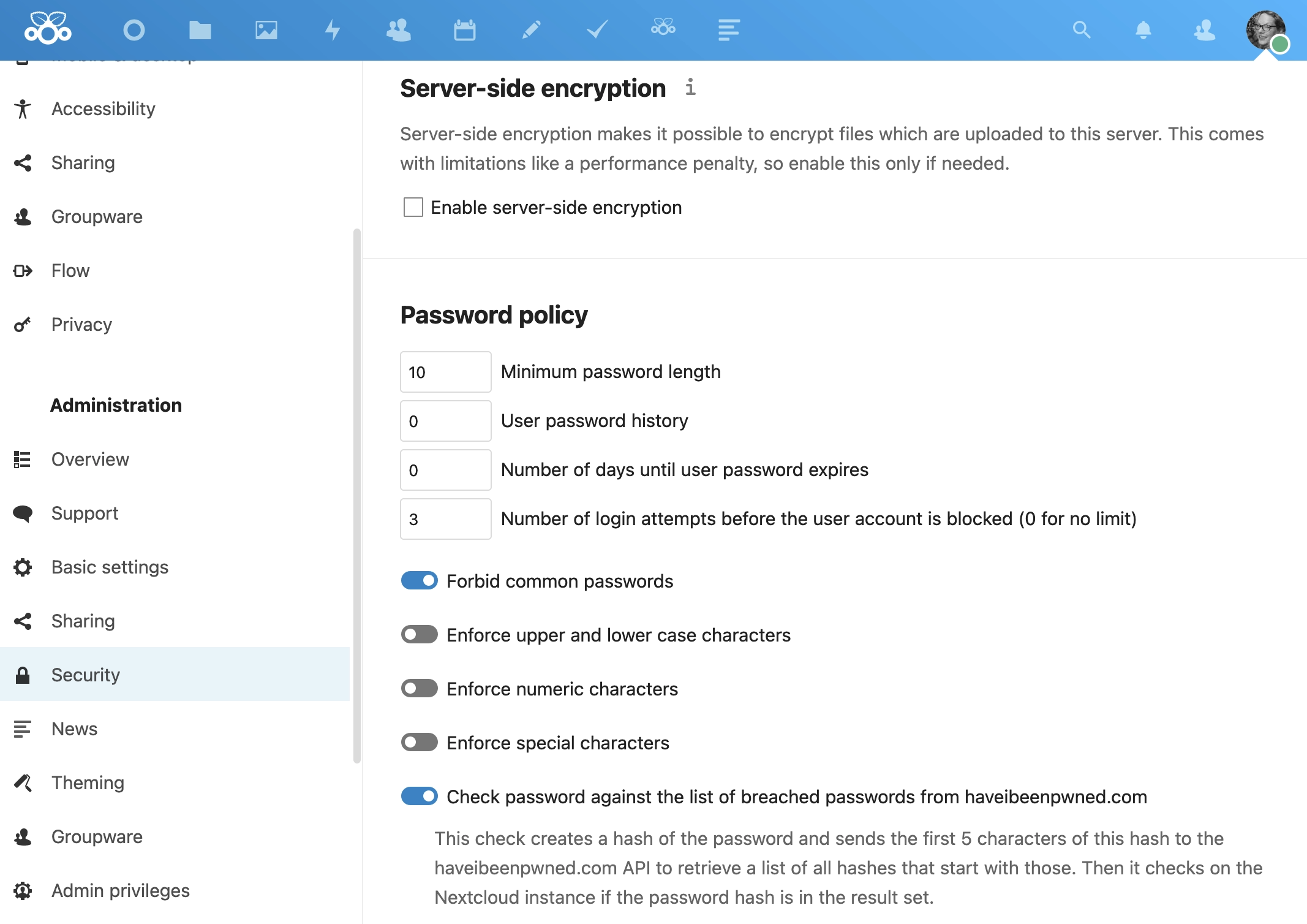 Image showing how to update Nextcloud security.