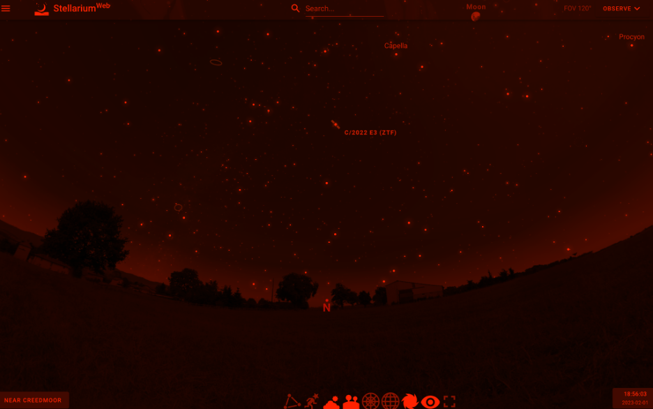 Night mode displays the images in red to preserve night vision