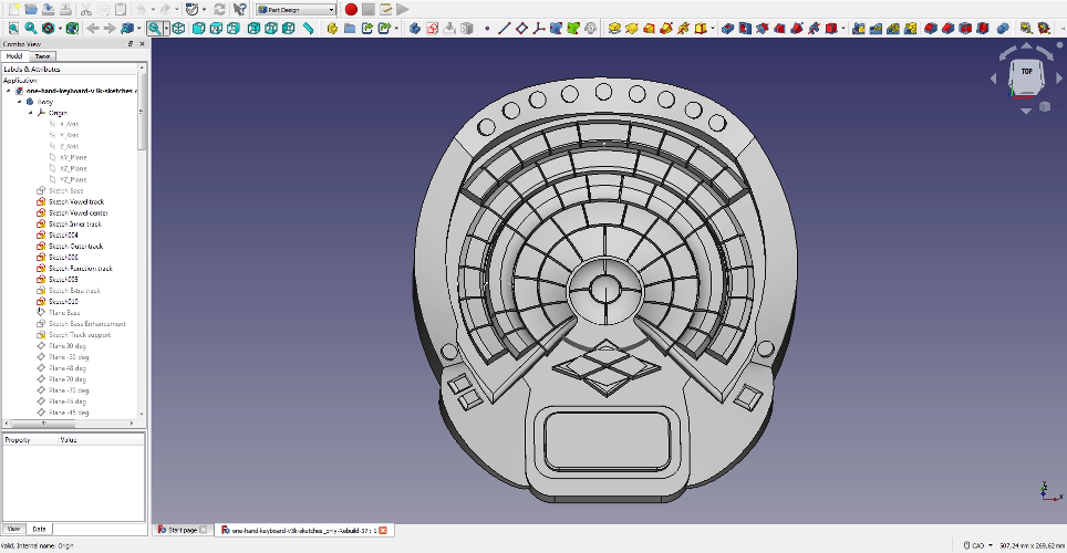 Keyboard depicted in FreeCAD