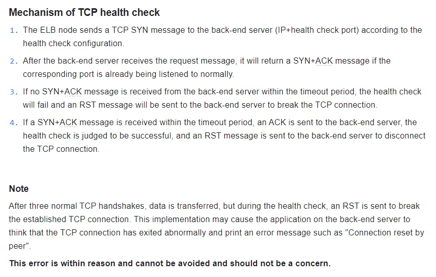 Mechanism of TCP help check