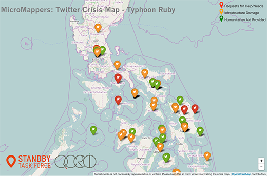 Twitter crisis map for Typhoon Ruby