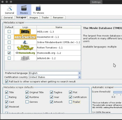 Selecting metadata sources.