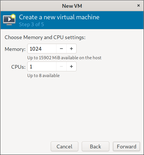 Step 3 Set CPU and Memory