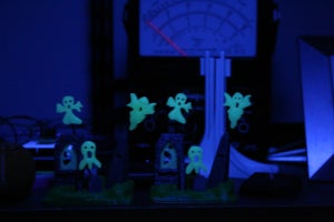 Glow in the dark graveyard scene