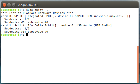 using the aplay command to determine the device number