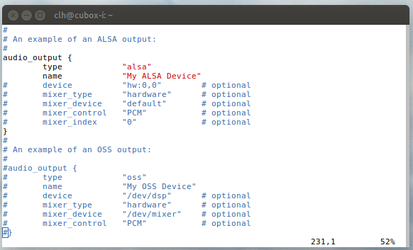 default configuration of the audio output section