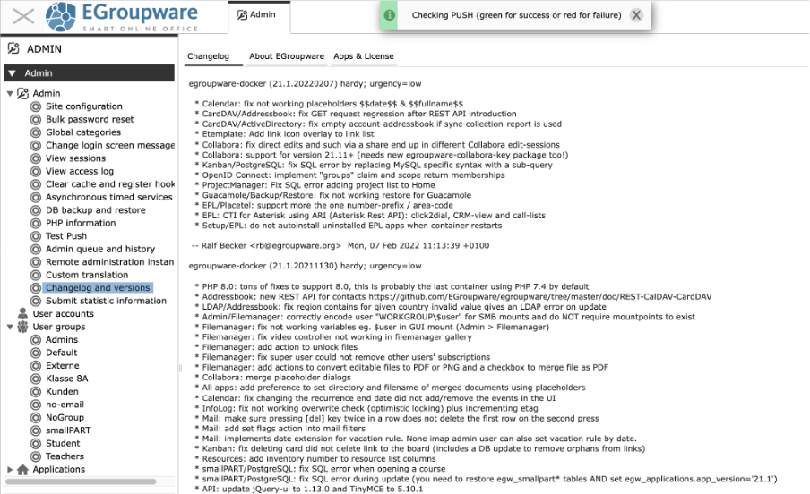 EGroupware admin menu