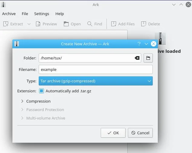 Creating a new archive with Ark