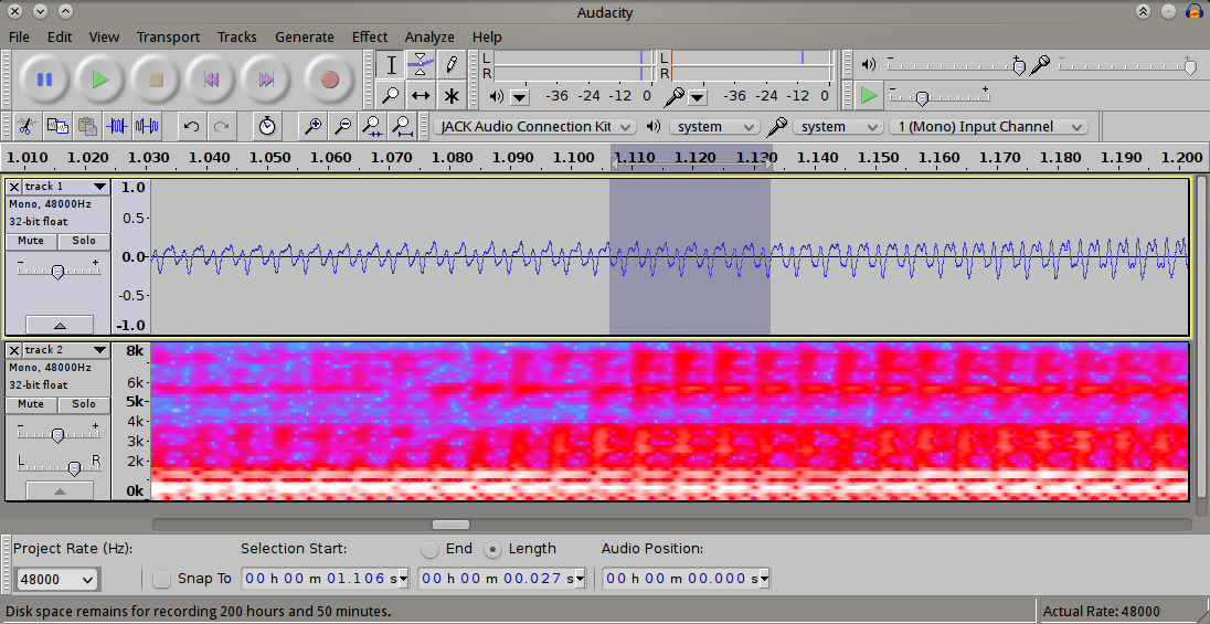 Audacity screenshot from Aaron Wolf