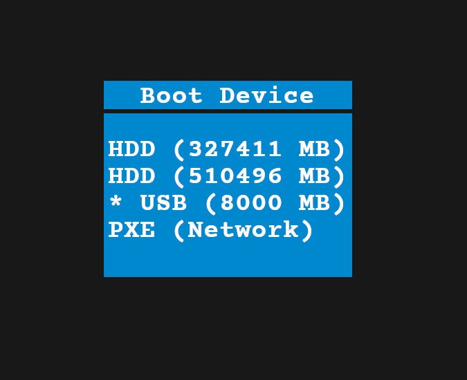 Boot device menu