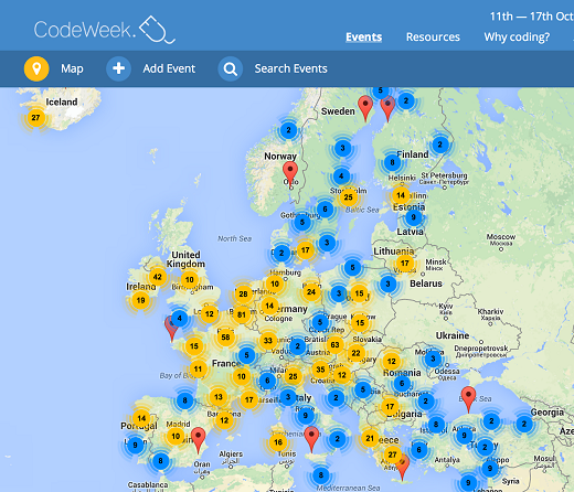 Europe Code Week Map