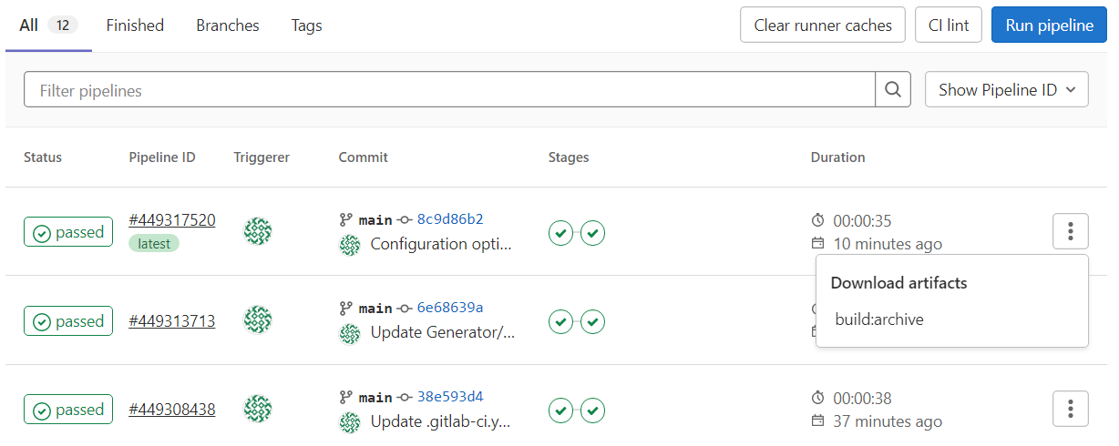 gitlab pipeline tag trigger