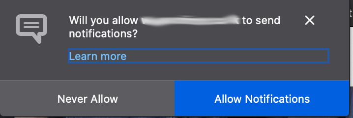 Text box offering to send notifications