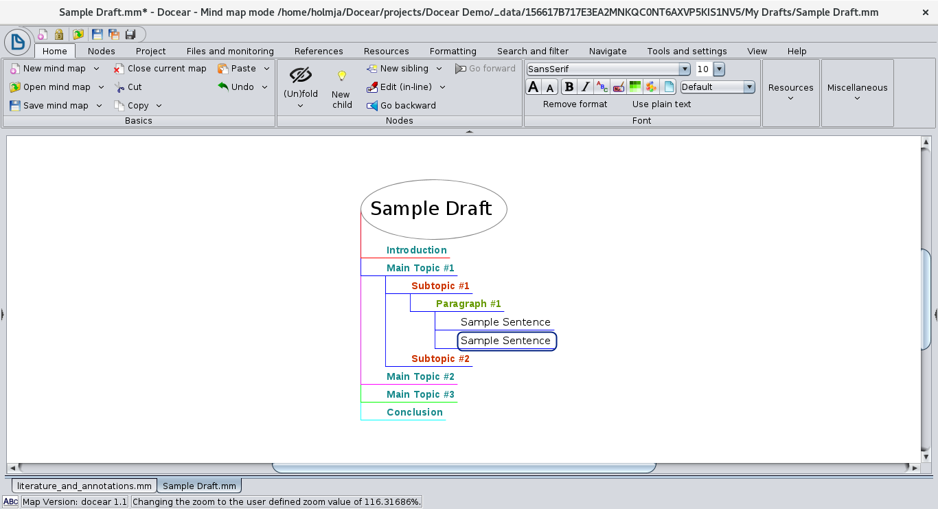 sample outline of mindmap