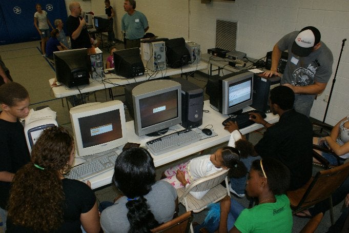 Kids working on computers