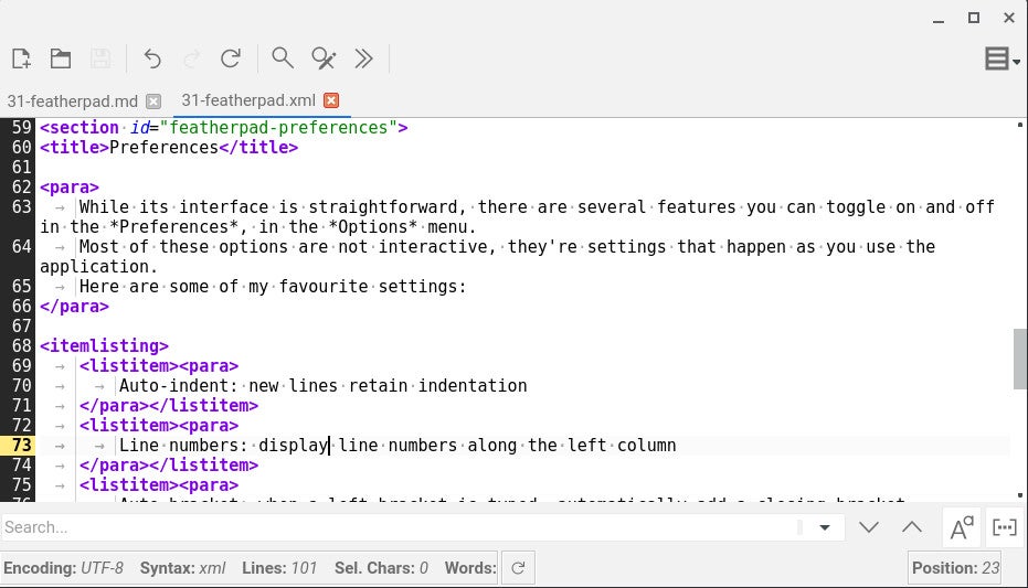 Featherpad text editor