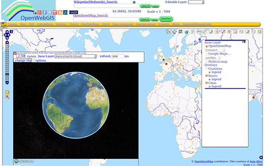 OpenWebGIS interface with 3D view