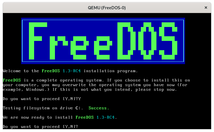 Installing the FreeDOS Floppy-Only Edition