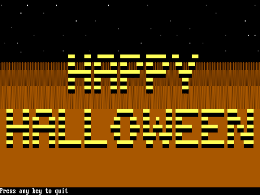 Happy Halloween message in ASCII art