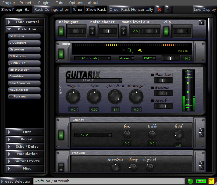 Guitarix screenshot from Aaron Wolf