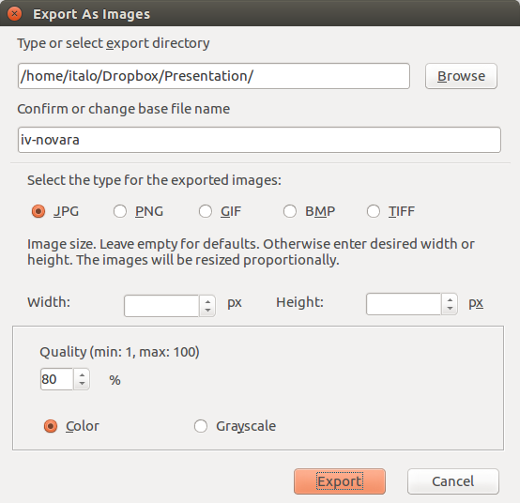 Export as images extension