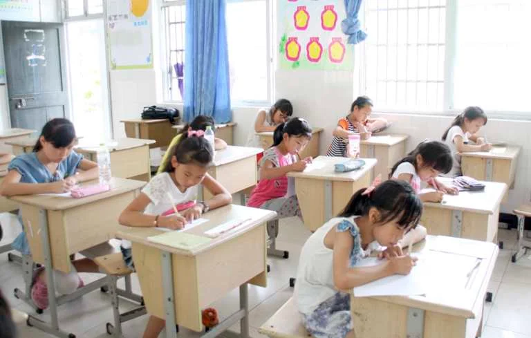 Chinese students at their desks