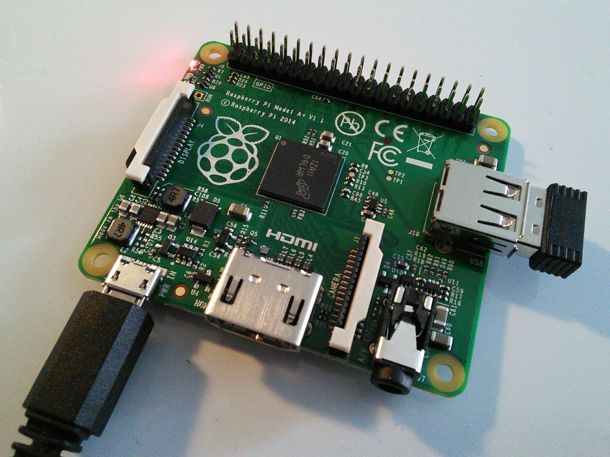 Powering up the Raspberry Pi A+ board